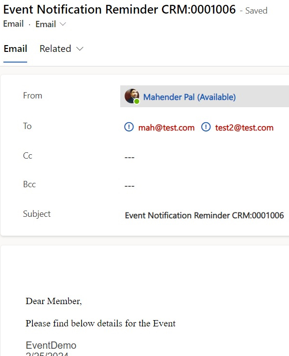 Event notification reminder 